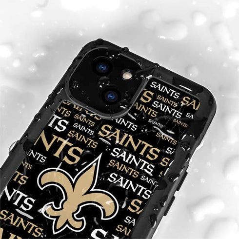 NFL New Orleans Saints Black Blast iPhone 15 Waterproof Case